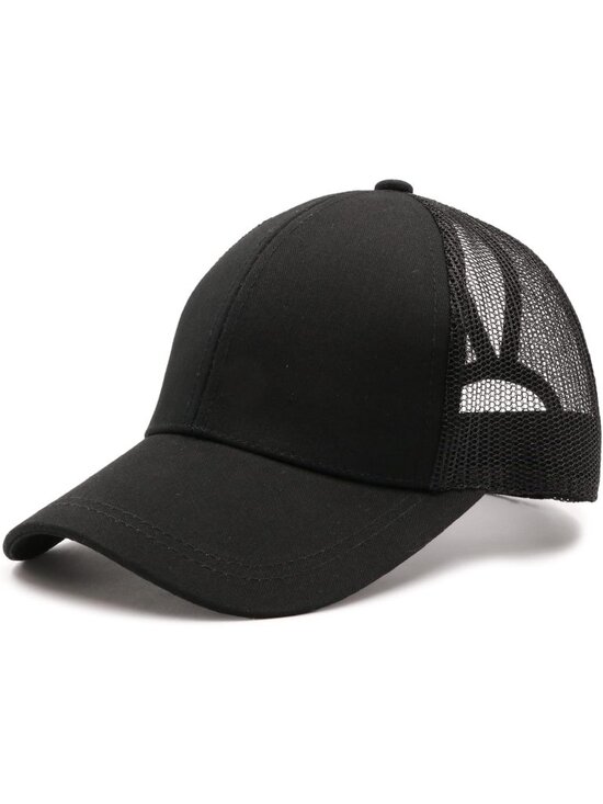 〽️Women 16 Black High Ponytail Baseball Cap Trucker Bad Hair Day Adjustable main image 5